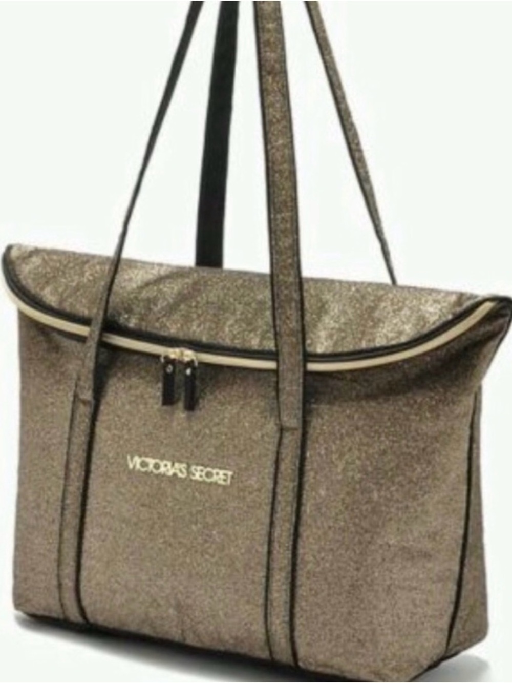 Victoria's Secret Metallic Gold glitter Tote Bag